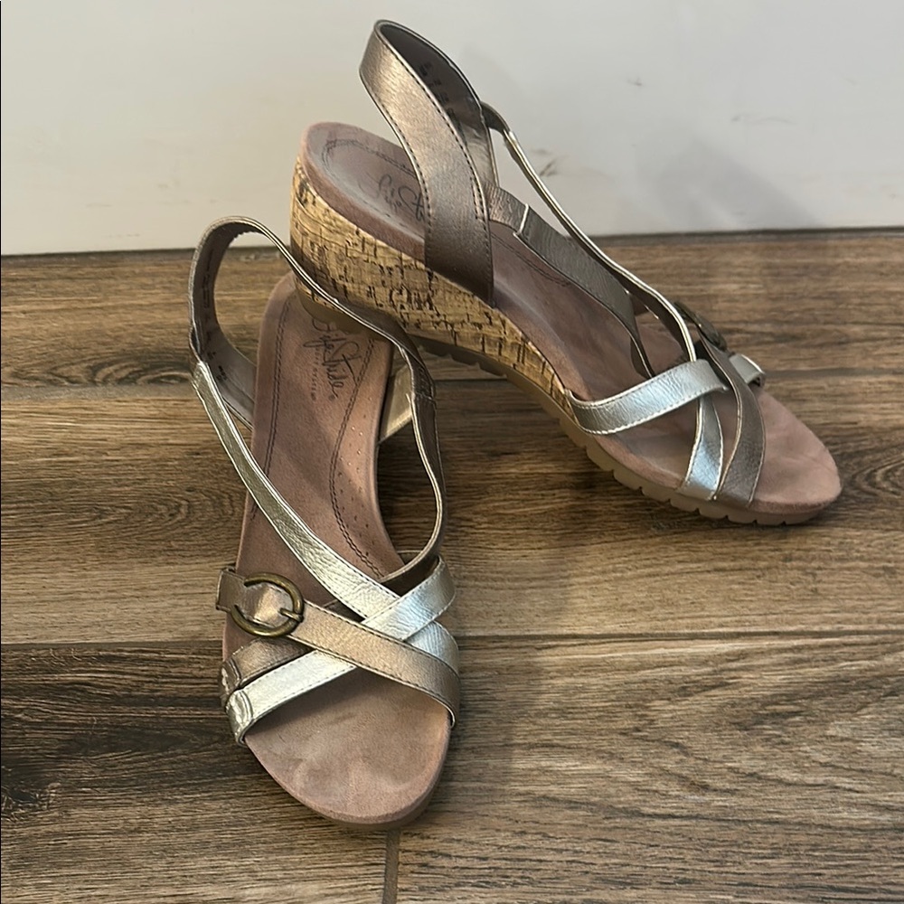 Life Stride Silver Wedges with Sleek Design